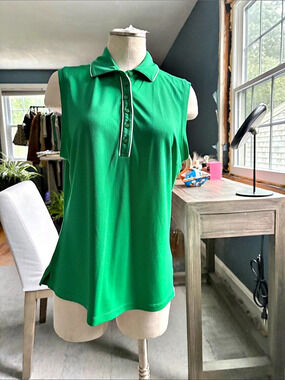Lady Hagen Green Sleeveless Golf Polo Size Large